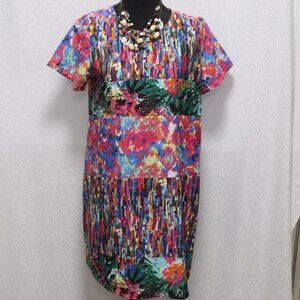 Boohoo Abstract Multi Color T-Shirt Tunic Dress